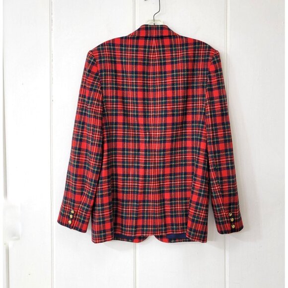 Pendleton Vintage Red Tartan Plaid Wool Blazer - Picture 2 of 5